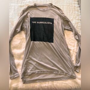 Gray Long Sleeve Shirt with Black Graphic